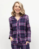 Cyberjammies Edie Check Pyjama Top in Navy
