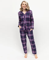 Cyberjammies Edie Check Pyjama Top in Navy