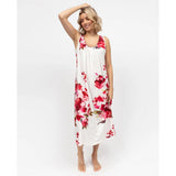 Cyberjammies Isabella Floral Printed Jersey Long Nightdress In Oxblood