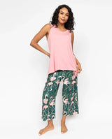 Cyberjammies Ivy Womens Flamingo Print Wide Leg Cropped Pyjama Bottoms