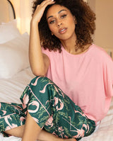 Cyberjammies Ivy Womens Flamingo Print Wide Leg Cropped Pyjama Bottoms