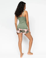 Cyberjammies Lea Womens Lace Trim Jersey Hidden Support Vest in Sage Green