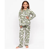 Cyberjammies Nancy Girls Dog Print Pyjama Set In Sage Green