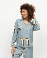 Cyberjammies Piper Crane Print Pyjama Top in Blue