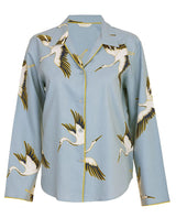 Cyberjammies Piper Crane Print Pyjama Top in Blue