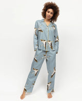 Cyberjammies Piper Crane Print Pyjama Top in Blue