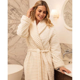 Cyberjammies Striped Fleece Dressing Gown In Cream