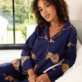 Cyberjammies Tiger Print Pyjama Top In Navy