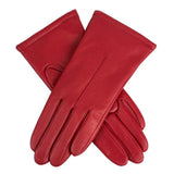 Dents Ginny Single-Point Lined Leather Gloves In Berry