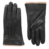 Dents - Lorraine Three-Point Wool Blend-Lined Leather Gloves with Knitted Cuffs In Black