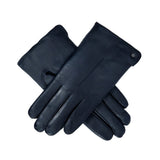 Dents - Maria Touchscreen Single-Point Faux Fur-Lined Leather Gloves In Navy