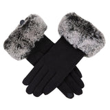 Dents Women's Touchscreen Thermal Gloves with Faux Fur Cuffs in Black