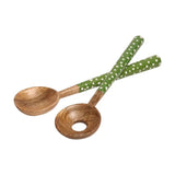 Dexam Sintra Mango Wood Spotted Salad Servers In Green