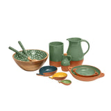 Dexam Sintra Mango Wood Spotted Salad Servers In Green