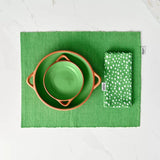 Dexam Sintra Recycled Cotton Spotted Napkin and Placemat Set In Green