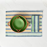 Dexam Sintra Recycled Cotton Striped Napkin and Placemat Set In Blue