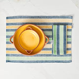 Dexam Sintra Recycled Cotton Striped Napkin and Placemat Set In Blue