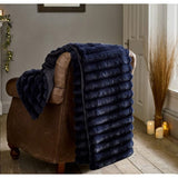 Deyongs Kenwood Faux Fur Throw In Ink Blue, 130 x 170cm