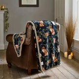 Deyongs Woodland Wildlife Fleece Throw In Navy, 140x180cm
