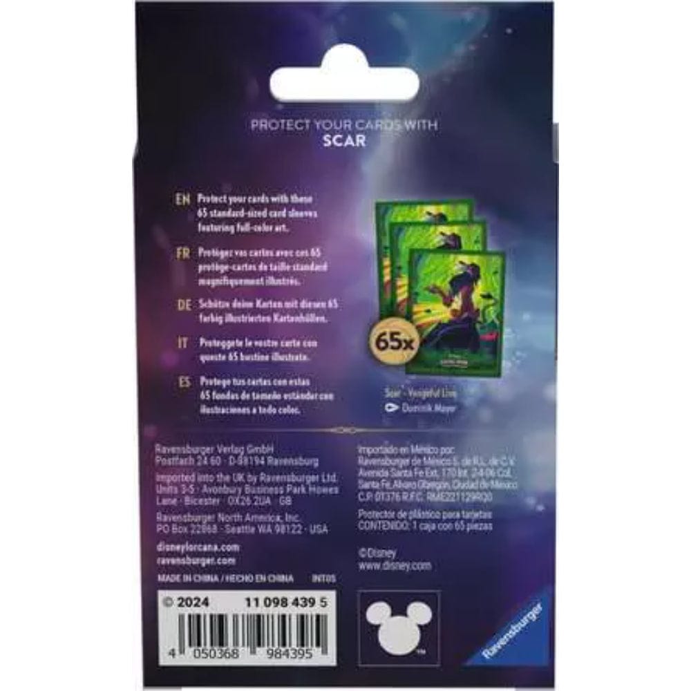 Disney Lorcana TCG Azurite Sea Set 6 - Scar 65 Card Sleeves Disney Lorcana TCG Azurite Sea Set 6 - Scar 65 Card Sleeves