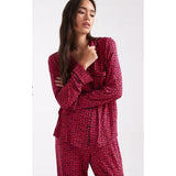 DKNY Folded Notch Top And Pant Sleep Set In Fig Letter Logo
