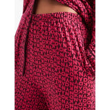 DKNY Folded Notch Top And Pant Sleep Set In Fig Letter Logo