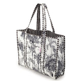 Elie Beaumont Cotton Quilted Tote In Black / White Crane