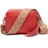 Elie Beaumont Crossbody Camera Bag Tangerine Chevron Strap