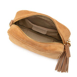 Elie Beaumont Crossbody Tassel Suede In Caramel