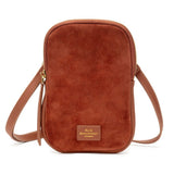 Elie Beaumont Phone Bag In Tan Suede