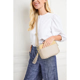Elie Beaumont Raffia Crossbody In Biscuit