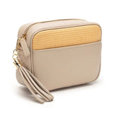 Elie Beaumont Raffia Crossbody In Biscuit