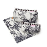 Elie Beaumont Serendipity Cotton Cosmetic Bag Set In Black White Crane