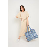 Elie Beaumont Serendipity Cotton Quilted Tote In Blue Reef