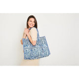 Elie Beaumont Serendipity Cotton Quilted Tote In Blue Reef