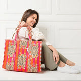 Elie Beaumont Serendipity Cotton Quilted Tote In Tibetan Tiger