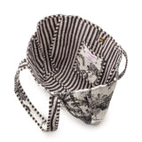 Elie Beaumont Serendipity Cotton Shoulder Tote In Black & White Crane