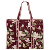 Elie Beaumont Serendipity Velvet Tote Bag In Burgundy Magnolia