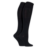 ELLE 2 Pair Plain Bamboo Knee Highs In Black