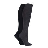 ELLE 2 Pair Plain Bamboo Knee Highs In Grey