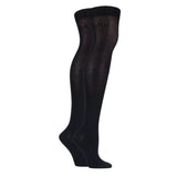 ELLE 2 Pair Plain Bamboo Over The Knee Socks In Black