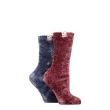 ELLE 2 Pairs Chenille Leisure Socks In Moonlight Blue