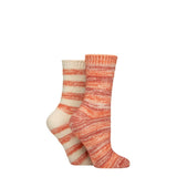 ELLE 2 Pairs Soft Stripe Boot Socks In Wild Poppy