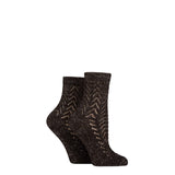 ELLE 2 Pairs Sparkly Pelerine Anklet In Black