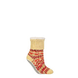 ELLE Chunky Fair Isle And Striped Moccasin Grip Socks In Cinnamon Cream