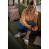 ELLE Sherpa Lined Slipper Socks In Moon Grey
