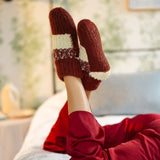 ELLE Sherpa Lined Slipper Socks In Royal Purple