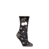 ELLE Sherpa Lined Socks with Grip In Charcoal