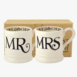 Emma Bridgewater Black Toast 'Mr & Mrs' Set Of 2 1/2 Pint Mugs Boxed