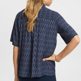 Esprit Crêpe Blouse With All-Over Pattern Navy